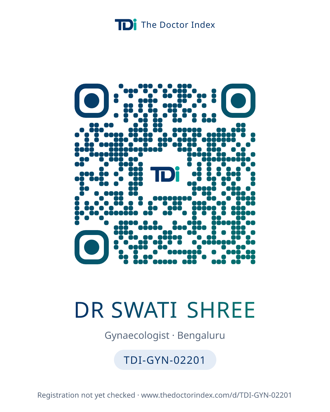QR card for Dr Swati Shree, TDI-GYN-02201