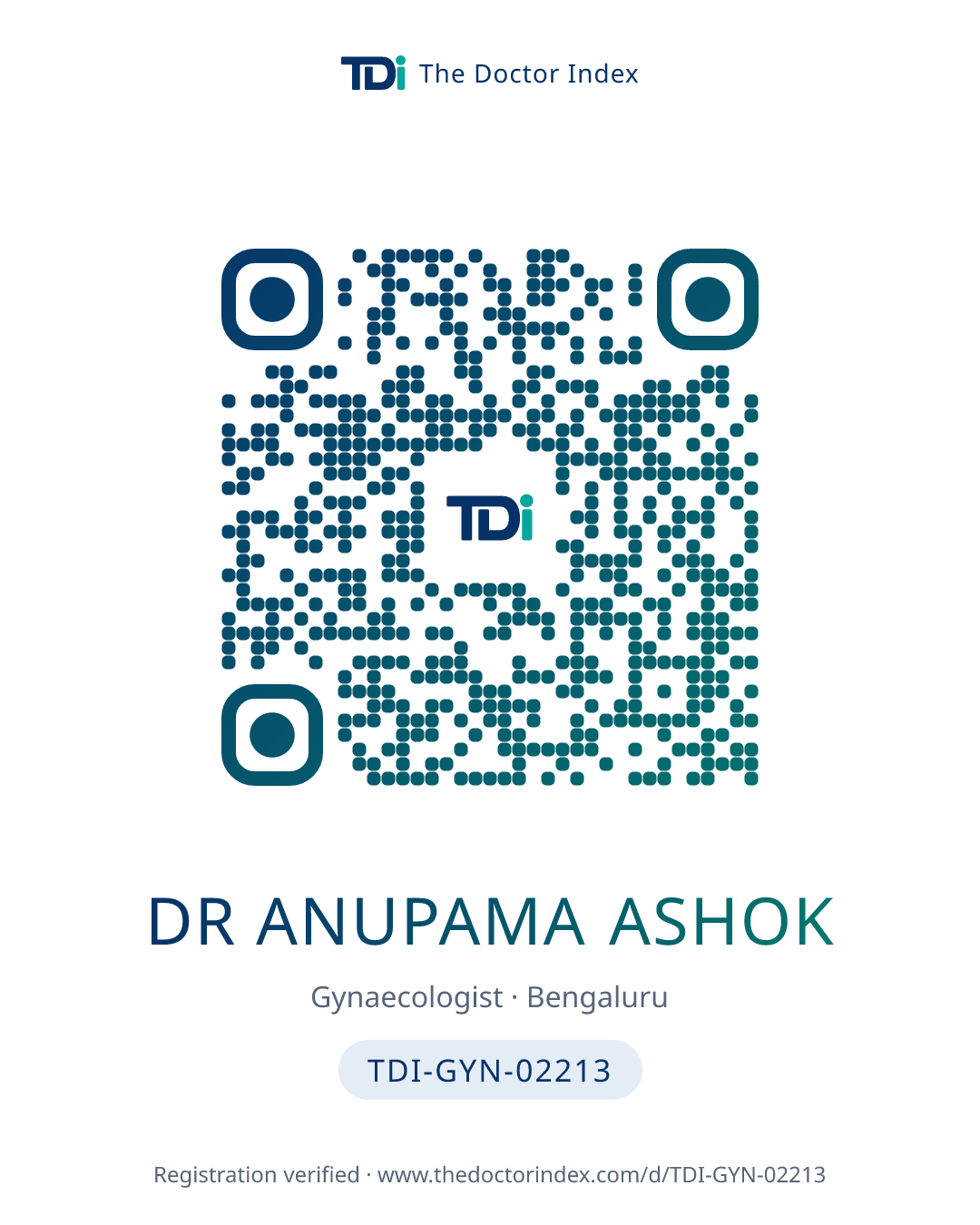 QR card for Dr Anupama Ashok, TDI-GYN-02213