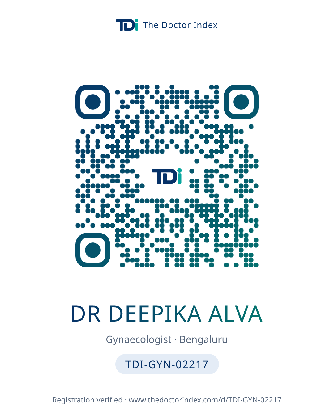 QR card for Dr Deepika Alva, TDI-GYN-02217
