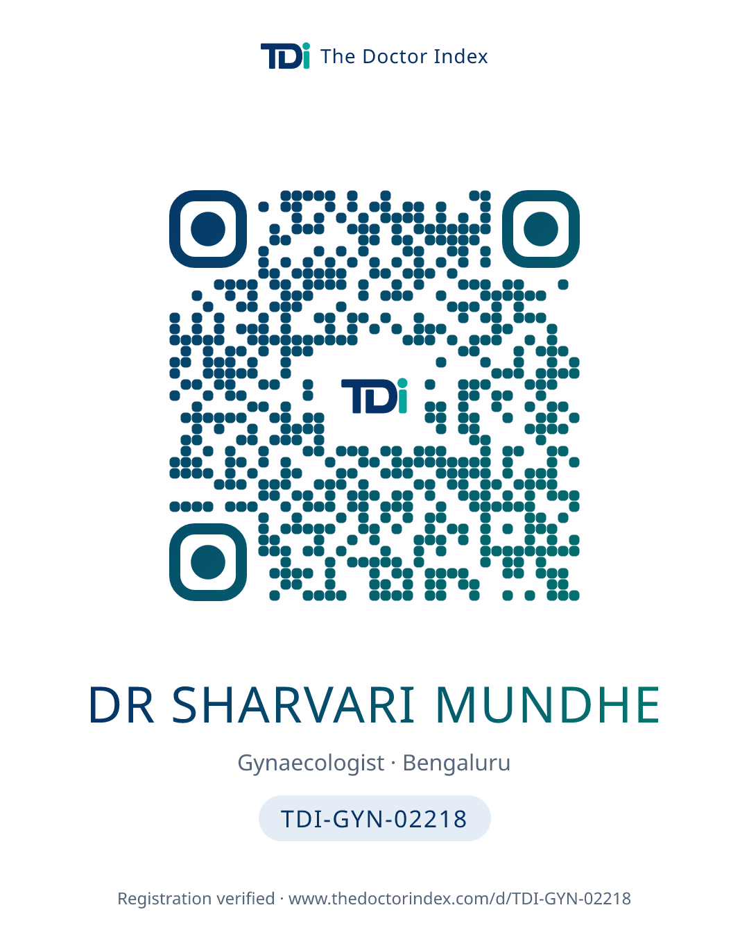 QR card for Dr Sharvari Mundhe, TDI-GYN-02218