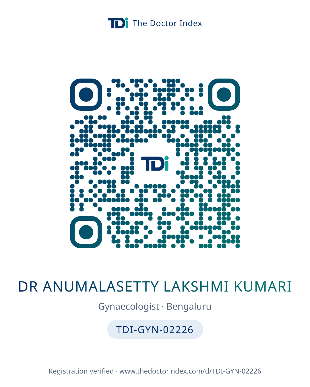 QR card for Dr Anumalasetty Lakshmi Kumari, TDI-GYN-02226