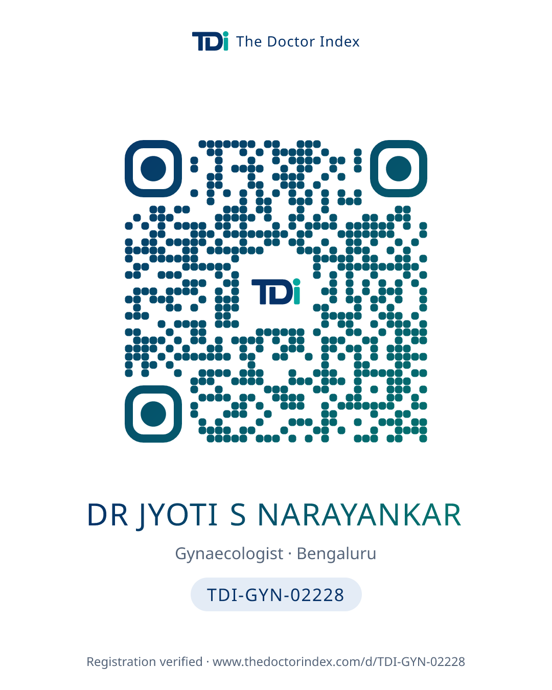 QR card for Dr Jyoti S Narayankar, TDI-GYN-02228