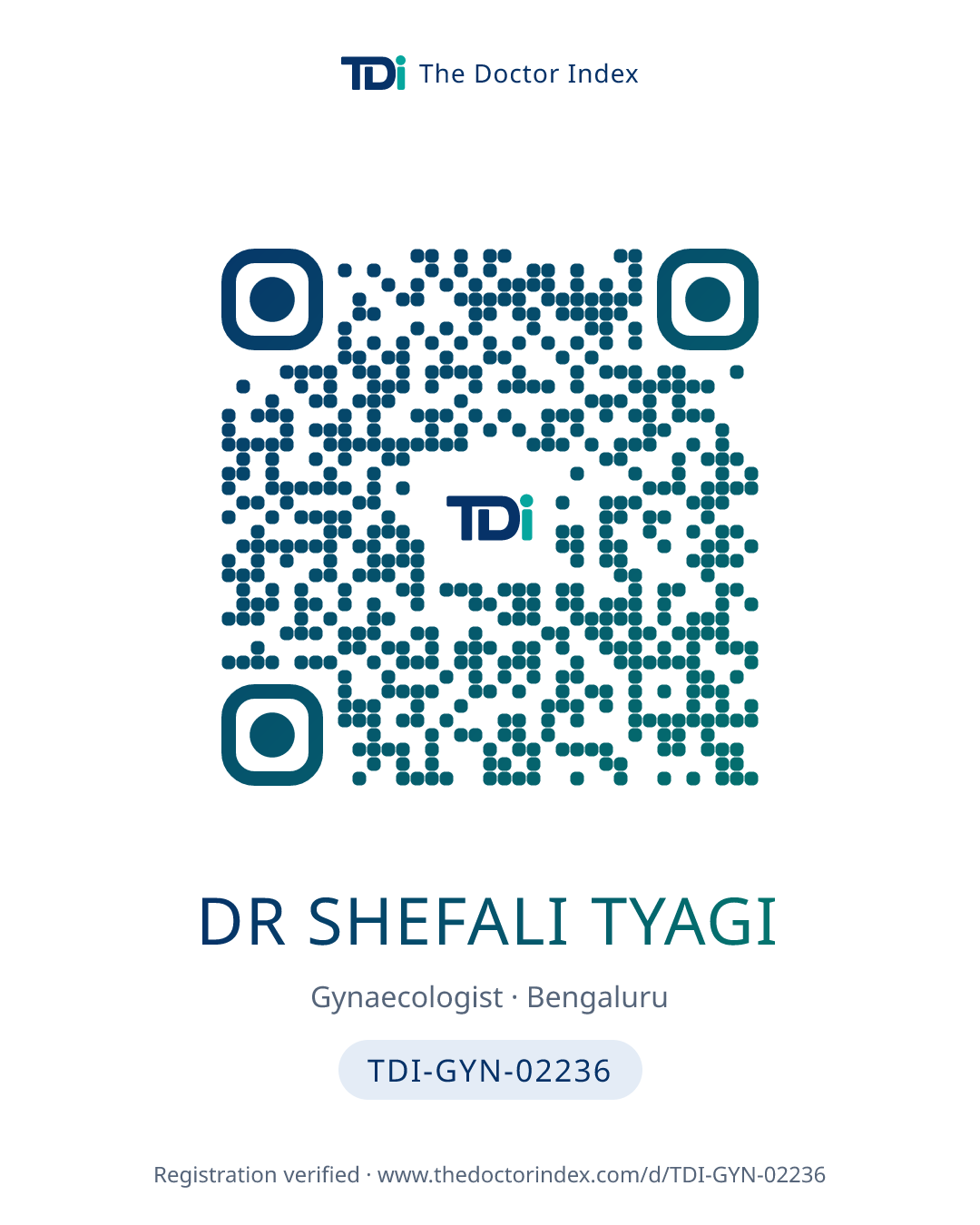 QR card for Dr Shefali Tyagi, TDI-GYN-02236