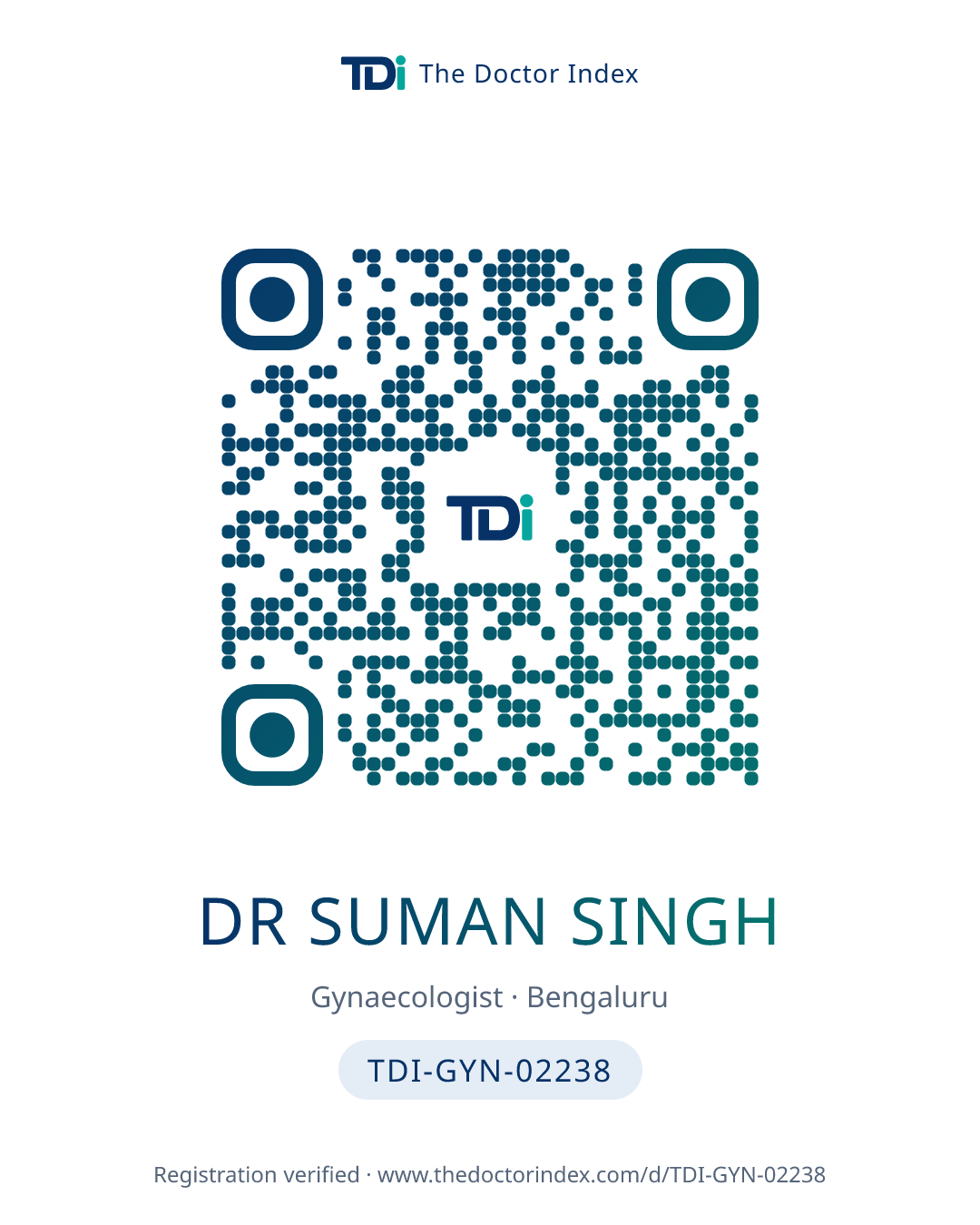 QR card for Dr Suman Singh, TDI-GYN-02238