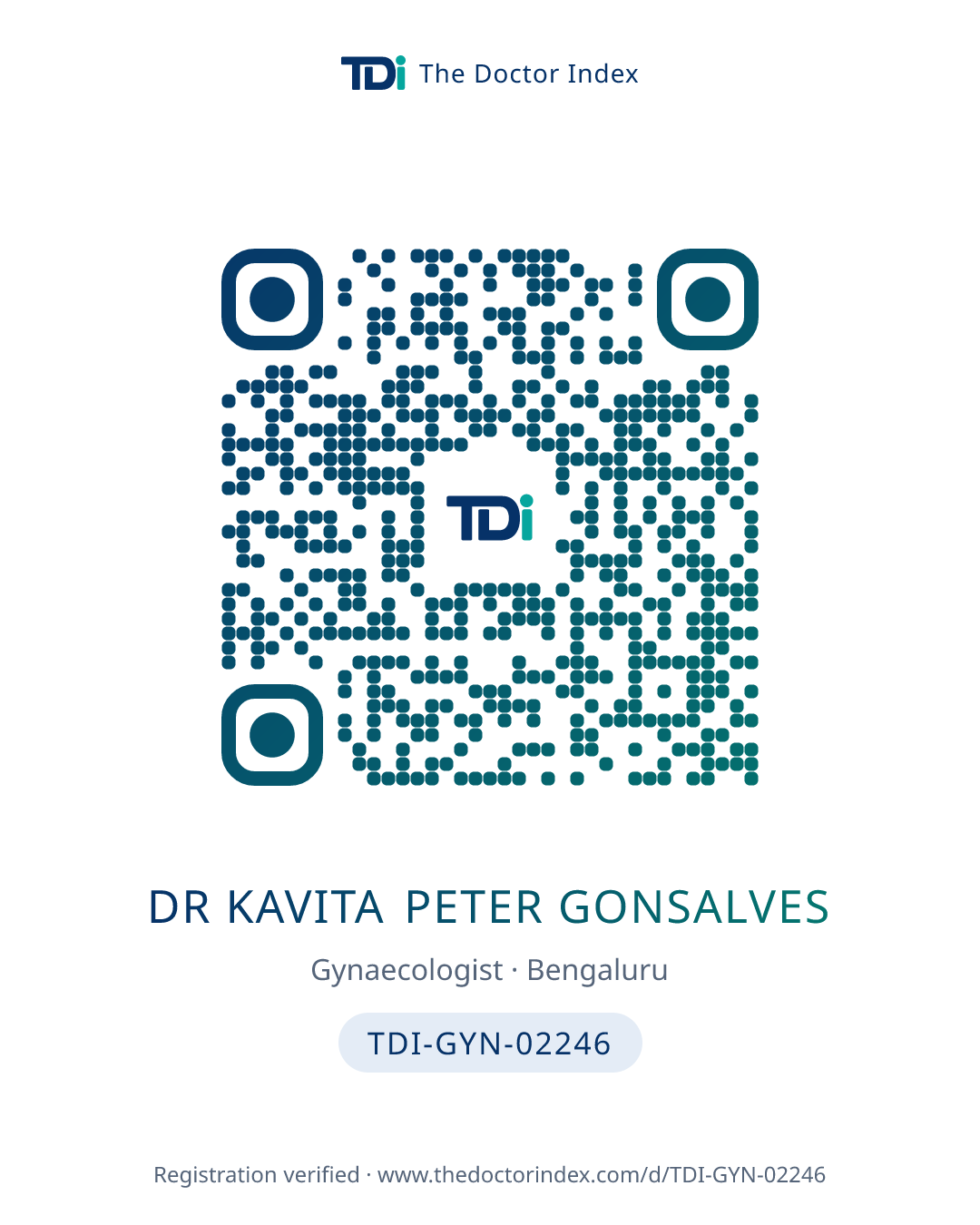 QR card for Dr Kavita Peter Gonsalves, TDI-GYN-02246