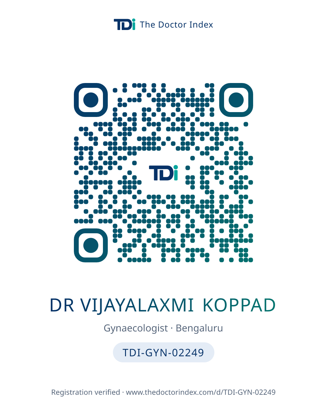 QR card for Dr Vijayalaxmi Koppad, TDI-GYN-02249