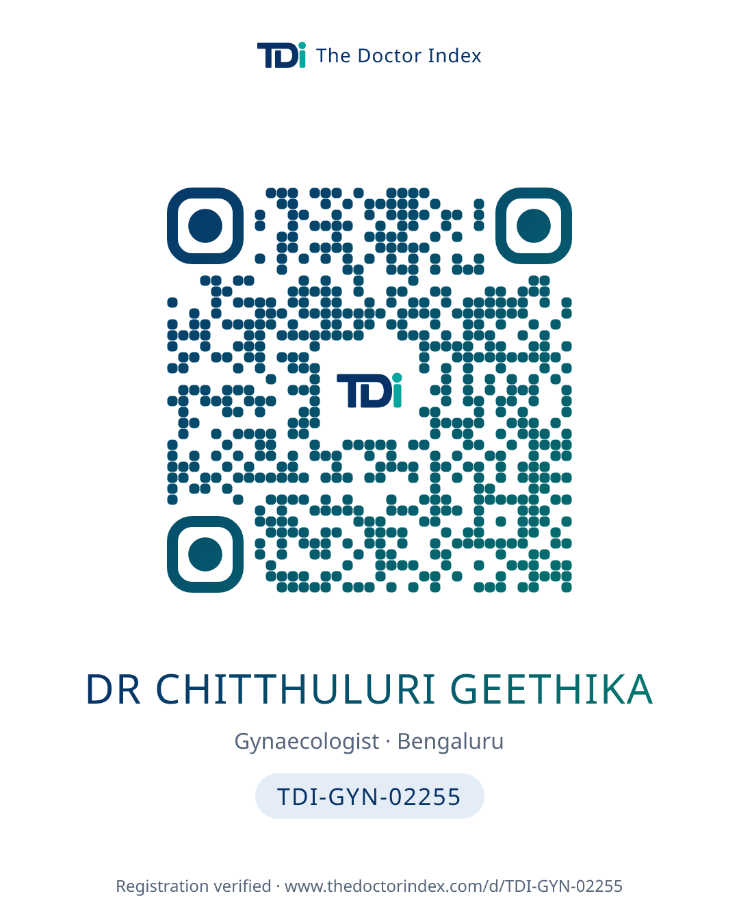 QR card for Dr Chitthuluri Geethika, TDI-GYN-02255