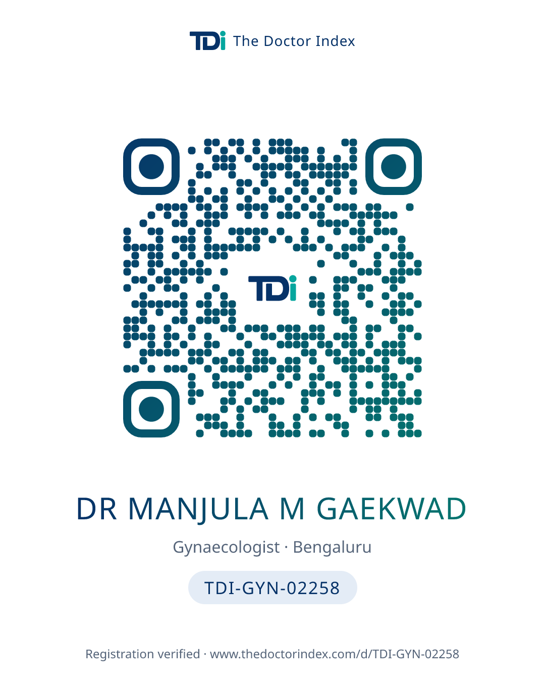 QR card for Dr Manjula M Gaekwad, TDI-GYN-02258