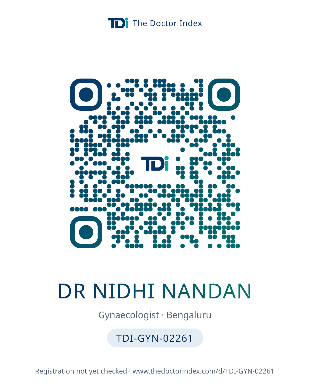 QR card for Dr Nidhi Nandan, TDI-GYN-02261