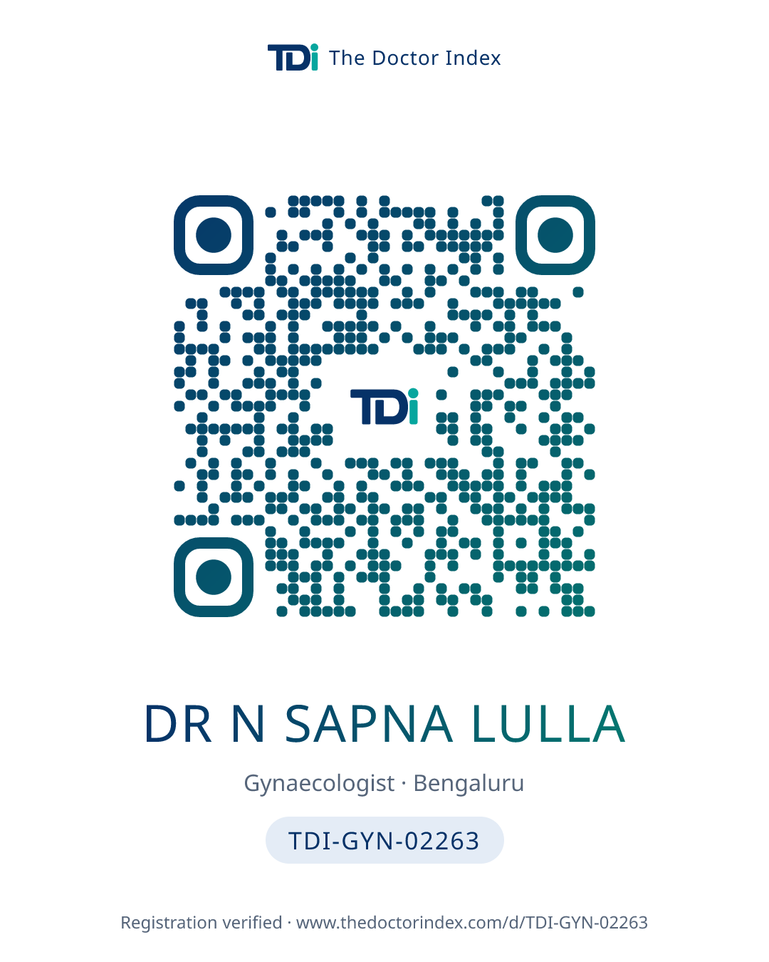 QR card for Dr N Sapna Lulla, TDI-GYN-02263