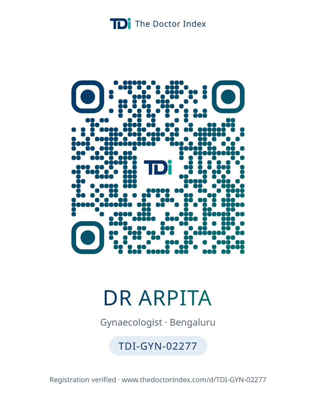 QR card for Dr Arpita, TDI-GYN-02277