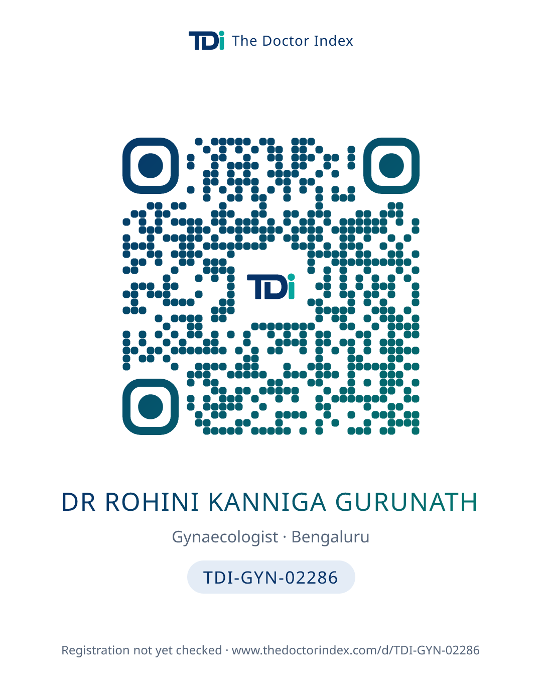 QR card for Dr Rohini Kanniga Gurunath, TDI-GYN-02286