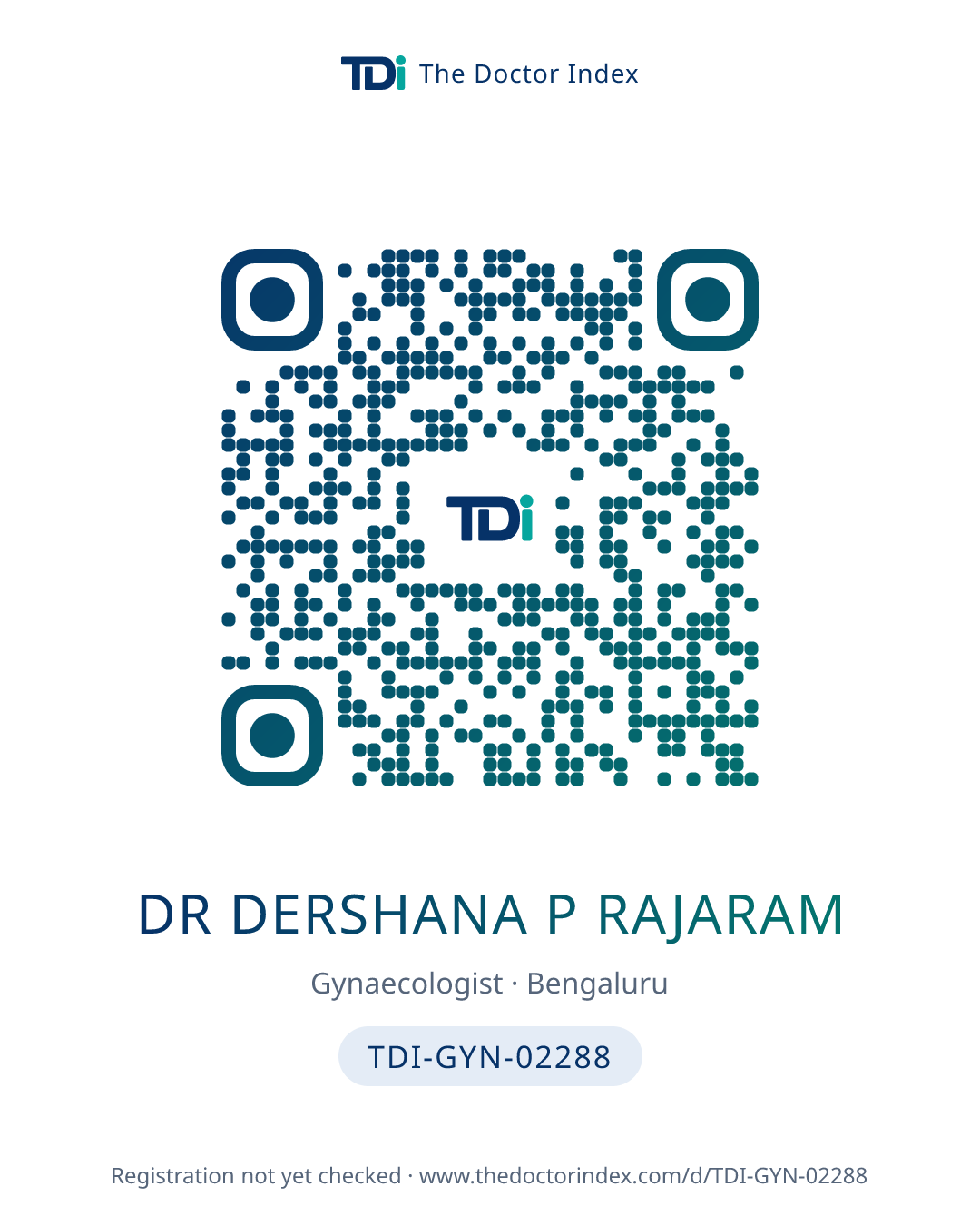 QR card for Dr Dershana P Rajaram, TDI-GYN-02288
