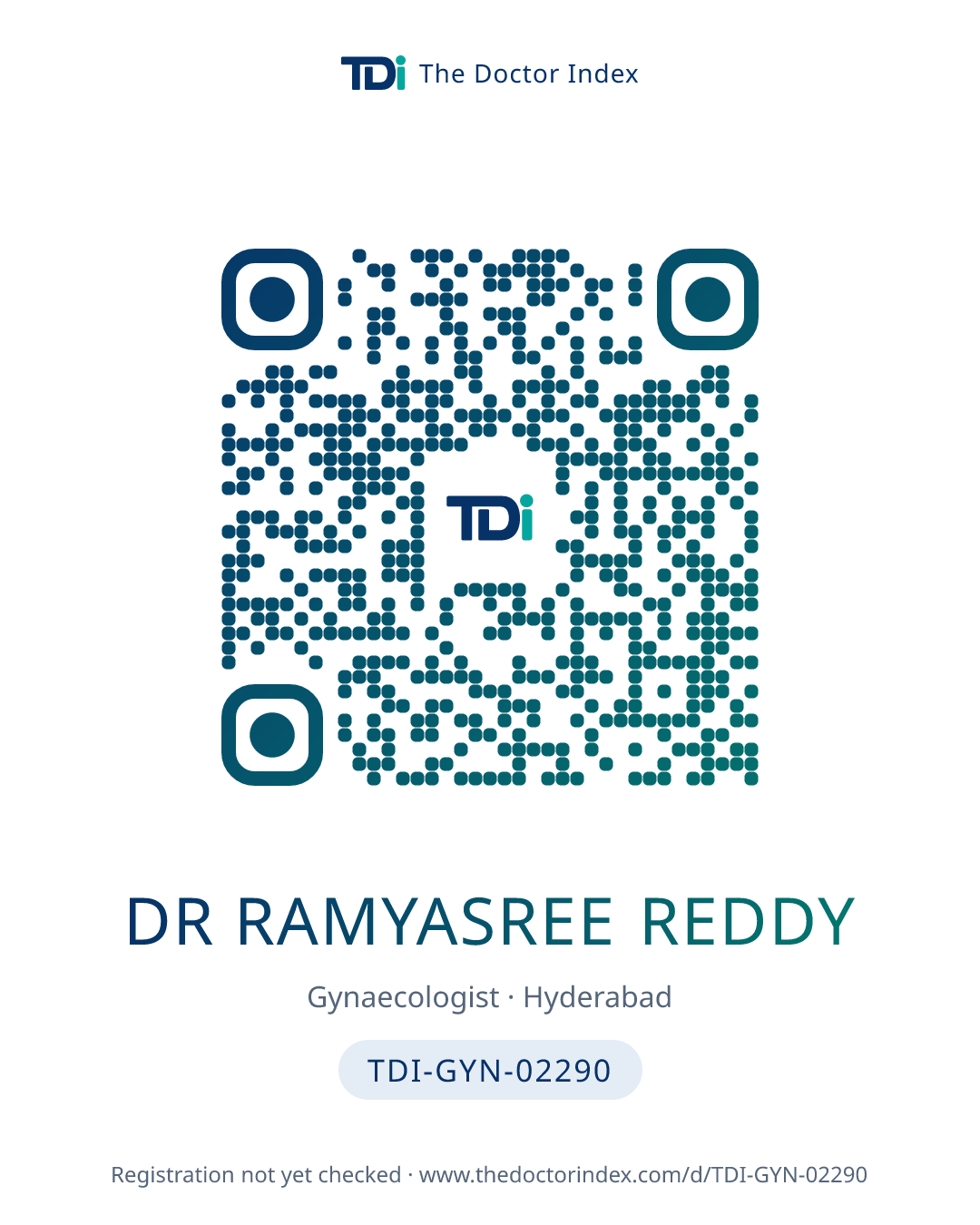 QR card for Dr Ramyasree Reddy, TDI-GYN-02290