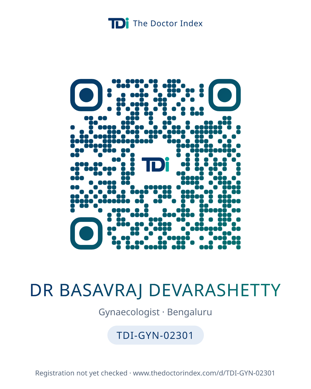 QR card for Dr Basavraj Devarashetty, TDI-GYN-02301
