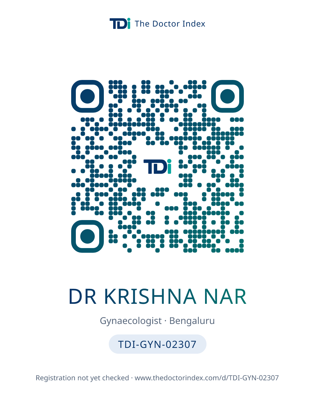 QR card for Dr Krishna Nar, TDI-GYN-02307