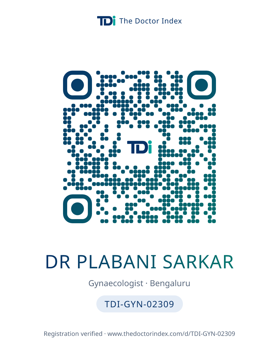 QR card for Dr Plabani Sarkar, TDI-GYN-02309