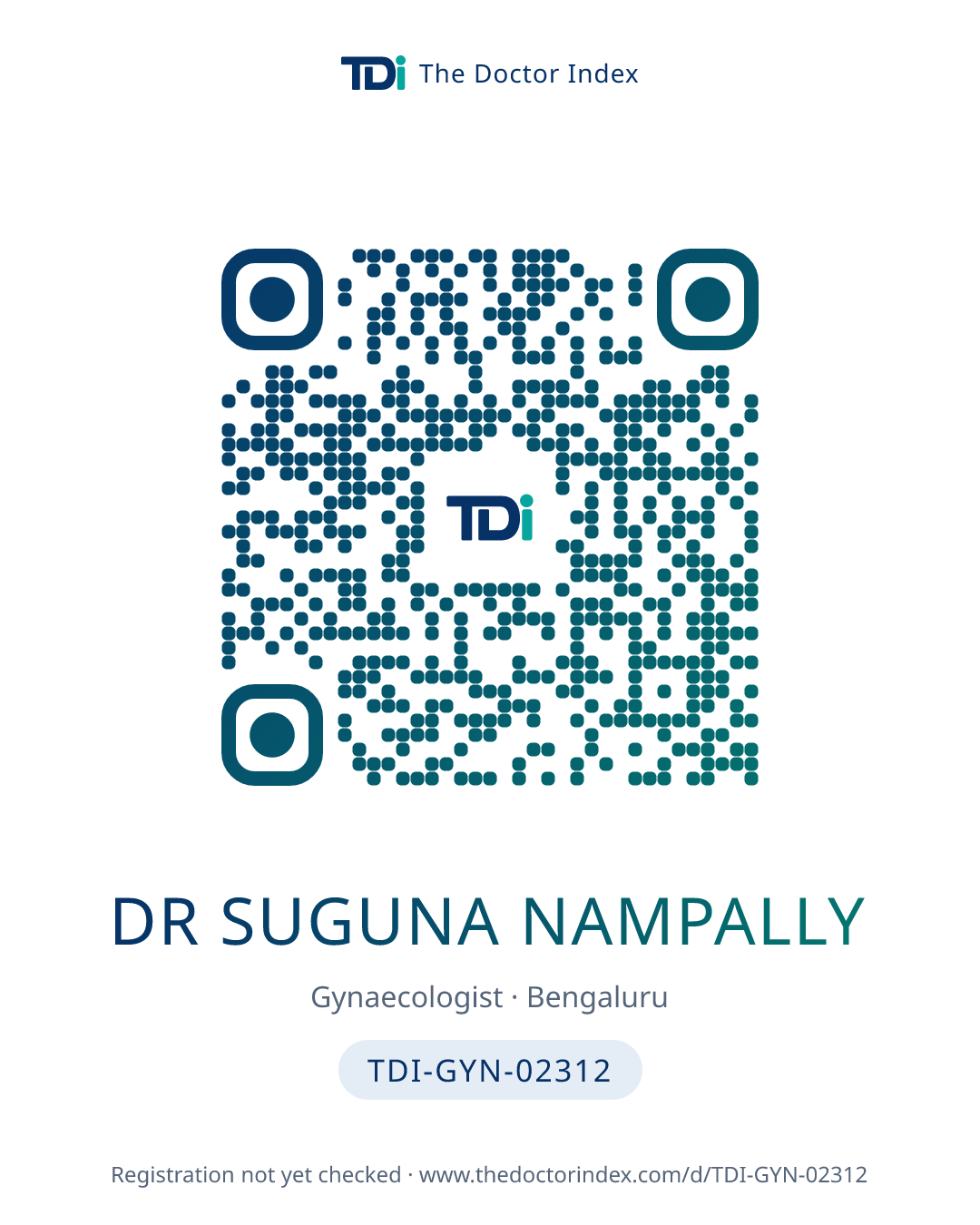 QR card for Dr Suguna Nampally, TDI-GYN-02312