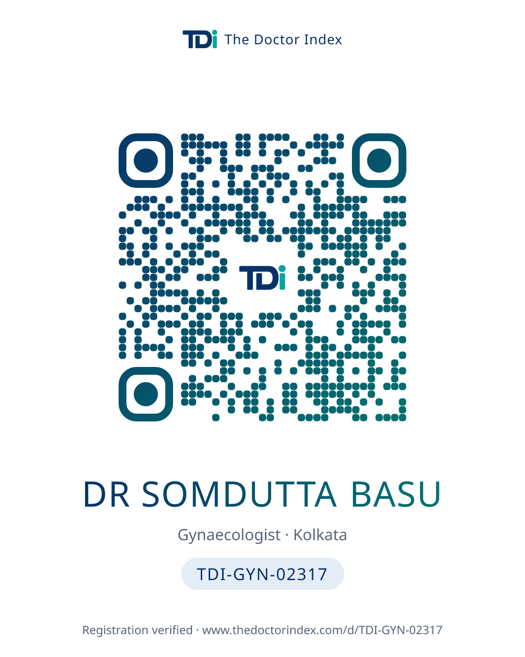 QR card for Dr Somdutta Basu, TDI-GYN-02317