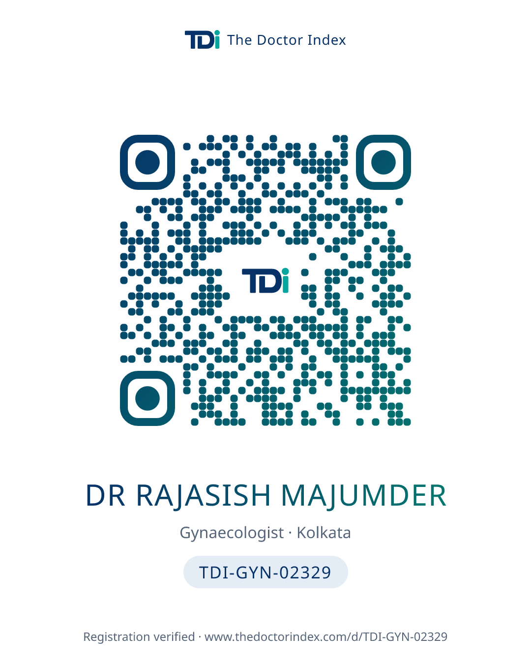 QR card for Dr Rajasish Majumder, TDI-GYN-02329