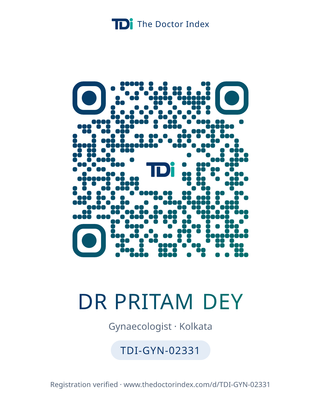 QR card for Dr Pritam Dey, TDI-GYN-02331
