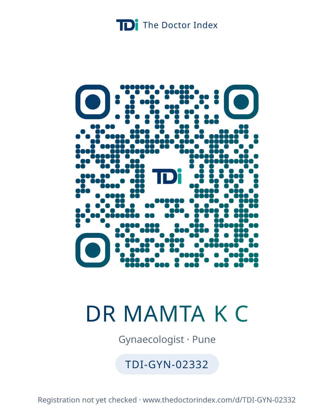 QR card for Dr Mamta K C, TDI-GYN-02332