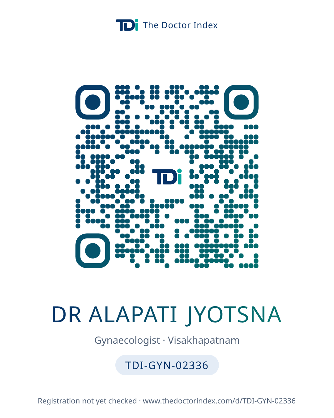 QR card for Dr Alapati Jyotsna, TDI-GYN-02336