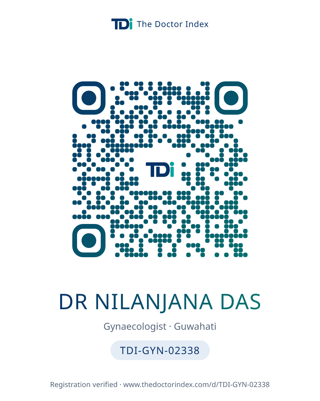 QR card for Dr Nilanjana Das, TDI-GYN-02338