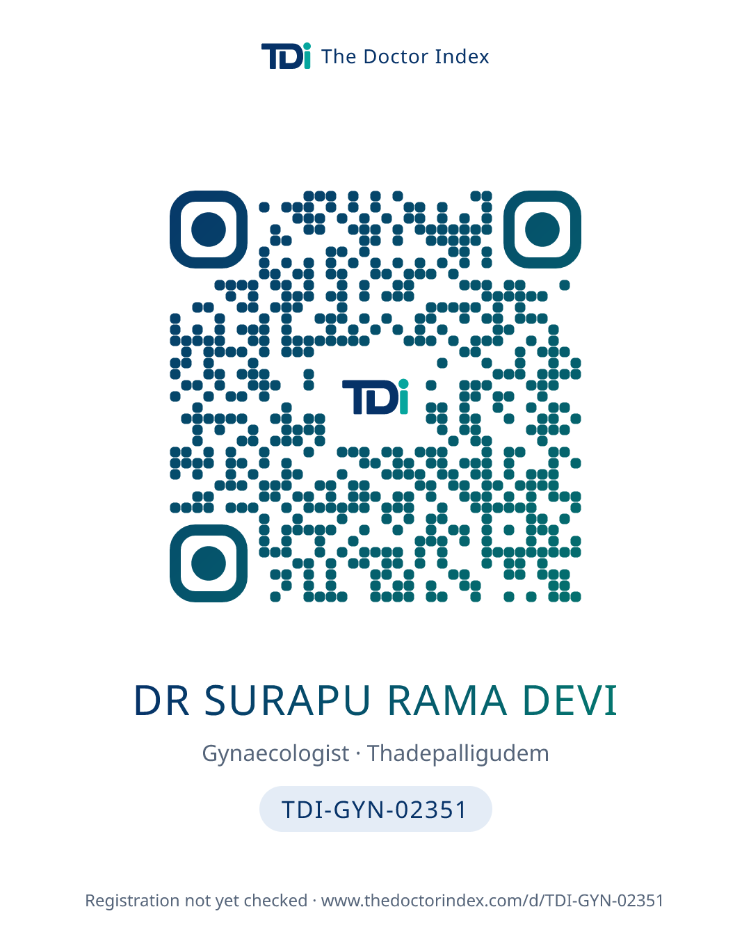 QR card for Dr Surapu Rama Devi, TDI-GYN-02351