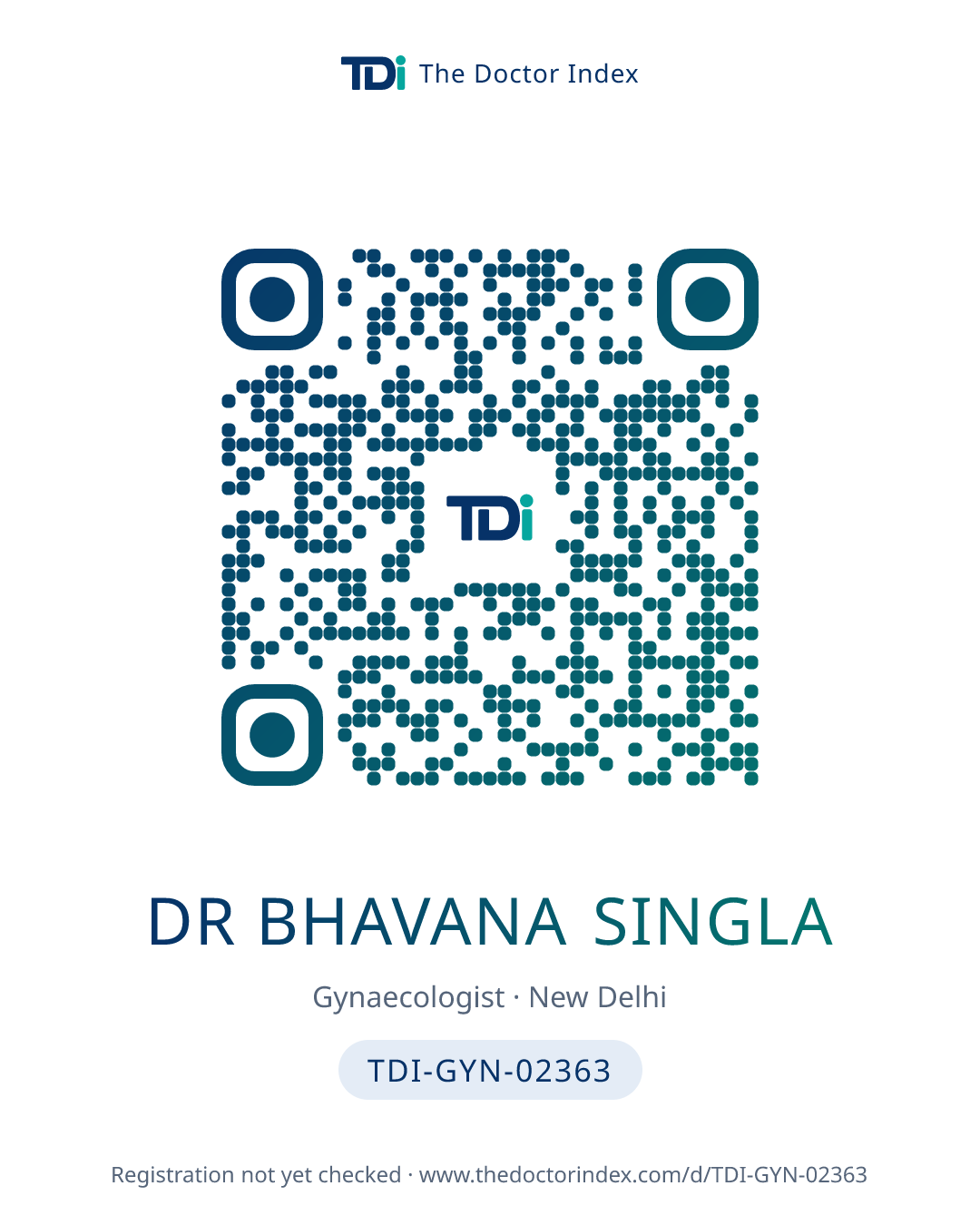 QR card for Dr Bhavana Singla, TDI-GYN-02363