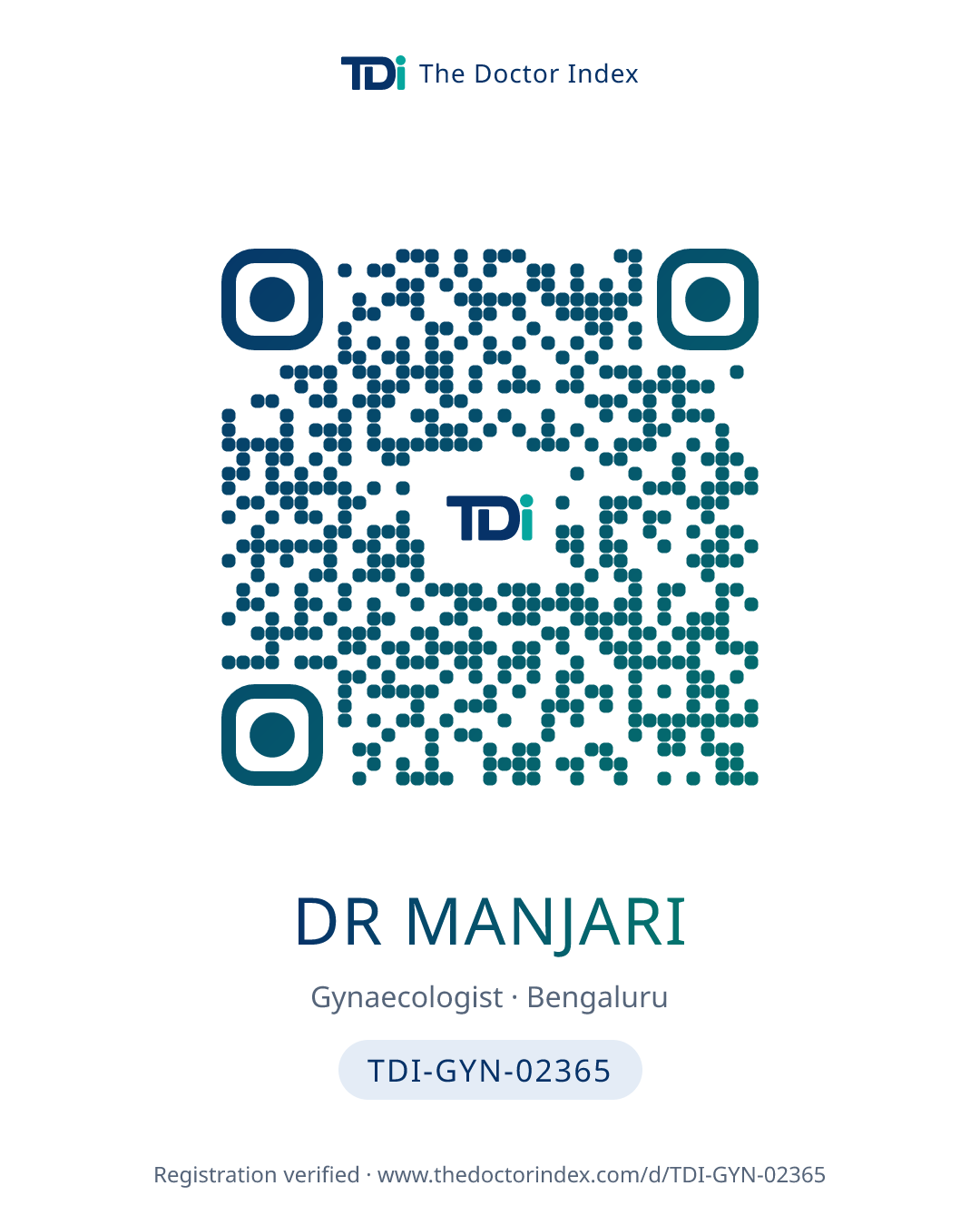 QR card for Dr Manjari, TDI-GYN-02365