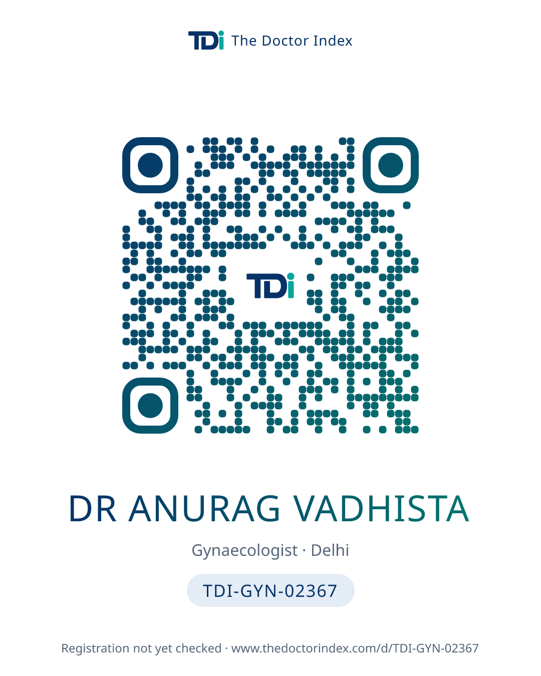 QR card for Dr Anurag Vadhista, TDI-GYN-02367