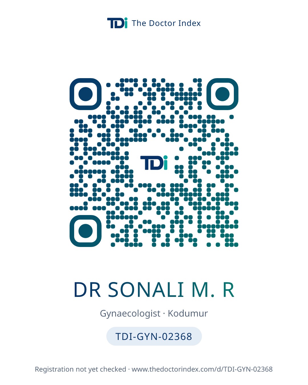 QR card for Dr Sonali M. R, TDI-GYN-02368