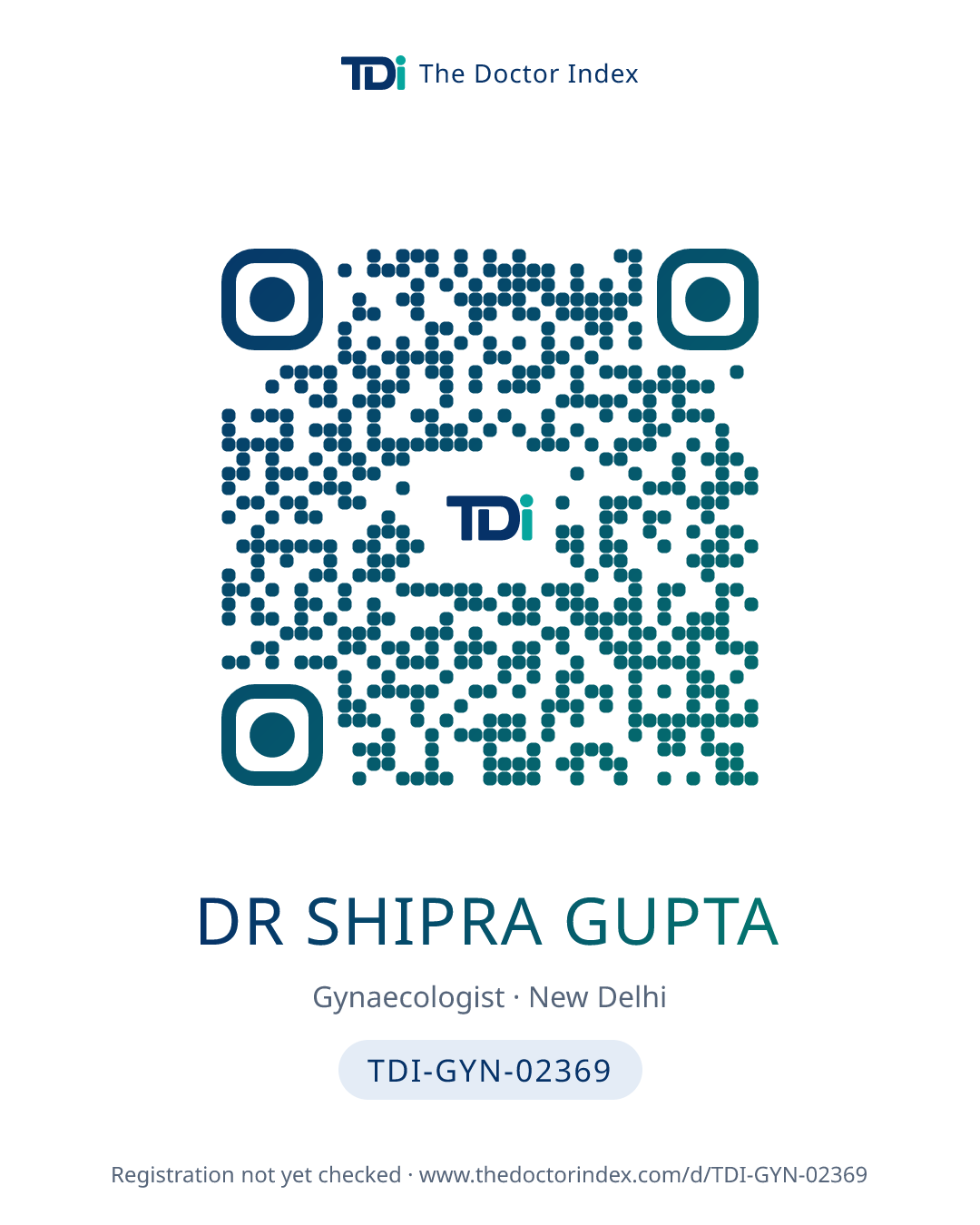 QR card for Dr Shipra Gupta, TDI-GYN-02369