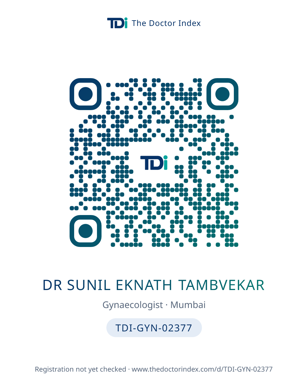 QR card for Dr Sunil Eknath Tambvekar, TDI-GYN-02377