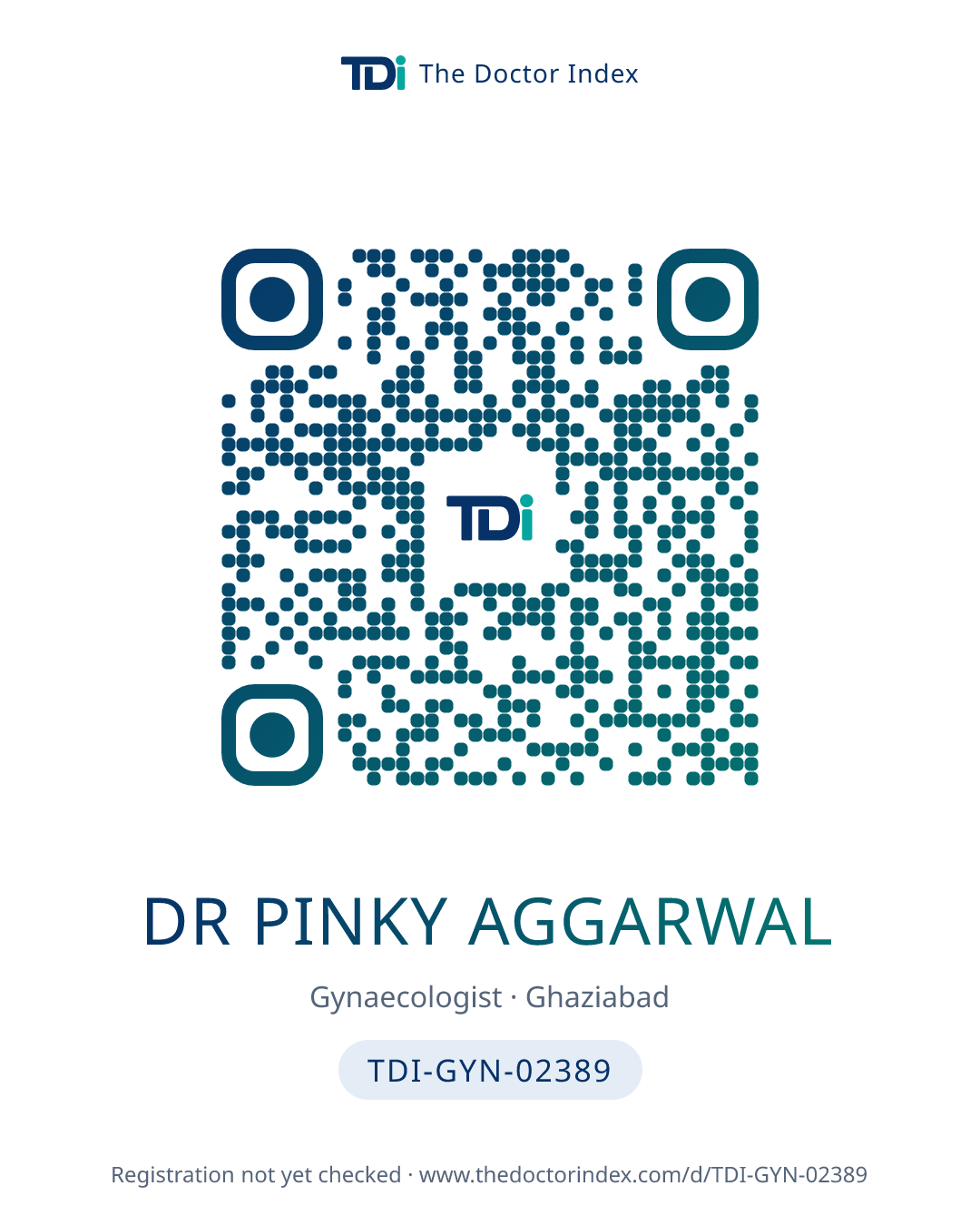 QR card for Dr Pinky Aggarwal, TDI-GYN-02389