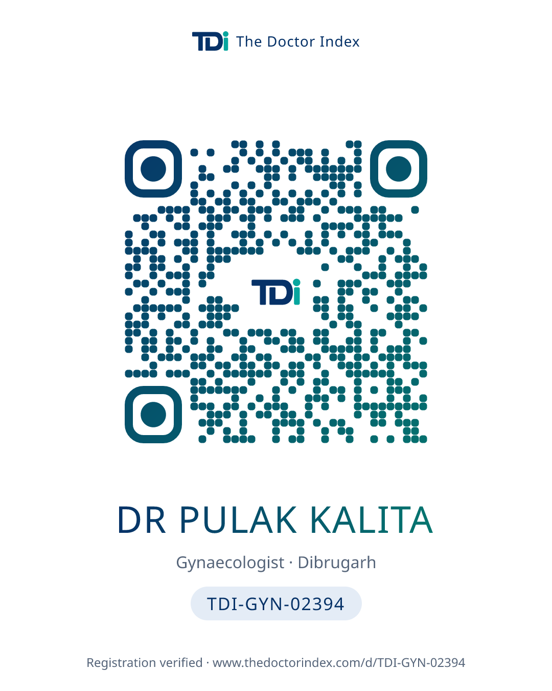 QR card for Dr Pulak Kalita, TDI-GYN-02394