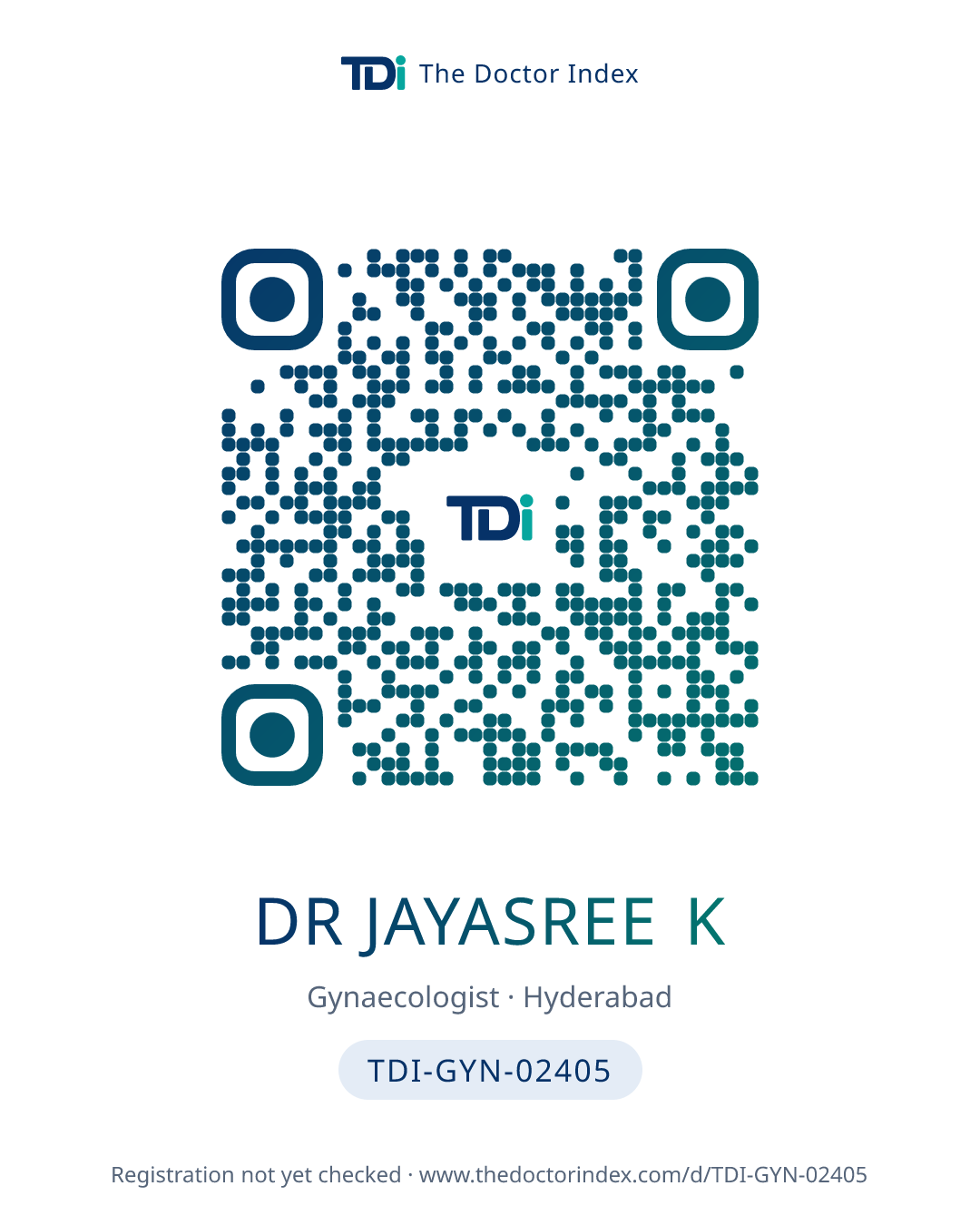 QR card for Dr Jayasree K, TDI-GYN-02405