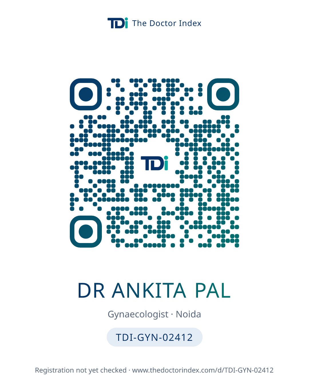 QR card for Dr Ankita Pal, TDI-GYN-02412