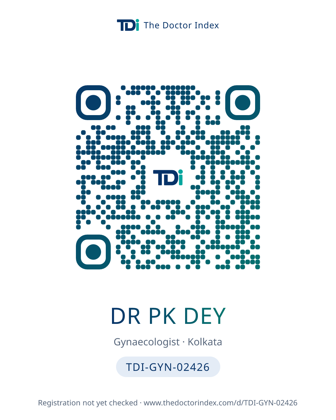QR card for Dr Pk Dey, TDI-GYN-02426