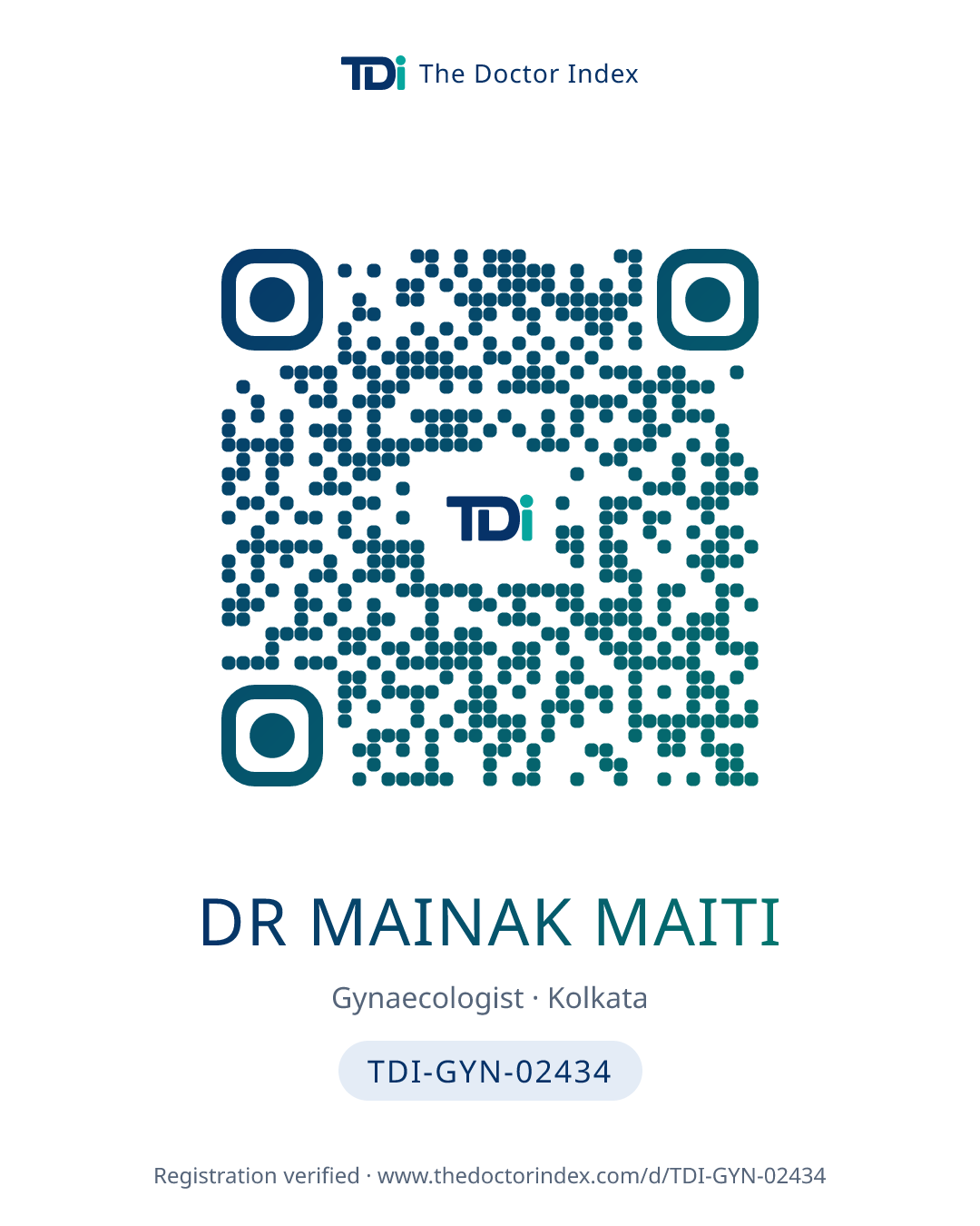 QR card for Dr Mainak Maiti, TDI-GYN-02434