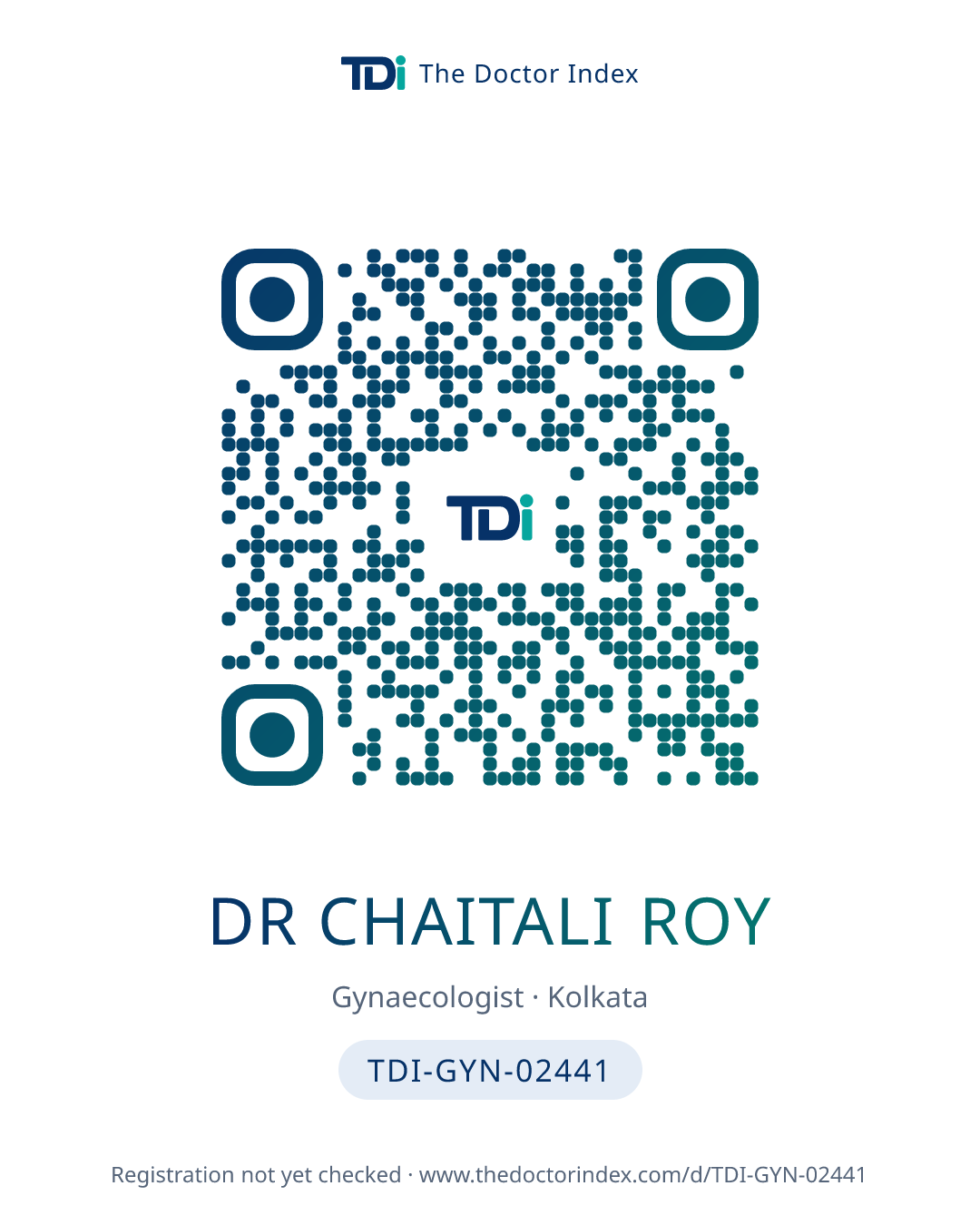 QR card for Dr Chaitali Roy, TDI-GYN-02441