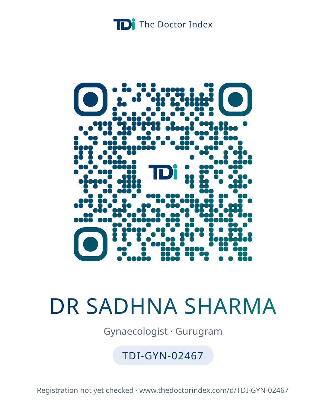 QR card for Dr Sadhna Sharma, TDI-GYN-02467