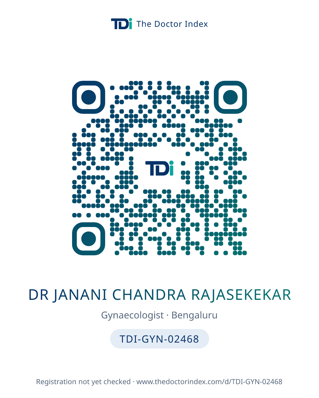 QR card for Dr Janani Chandra Rajasekekar, TDI-GYN-02468