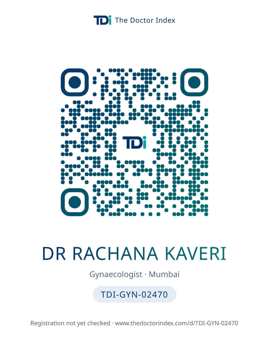 QR card for Dr Rachana Kaveri, TDI-GYN-02470