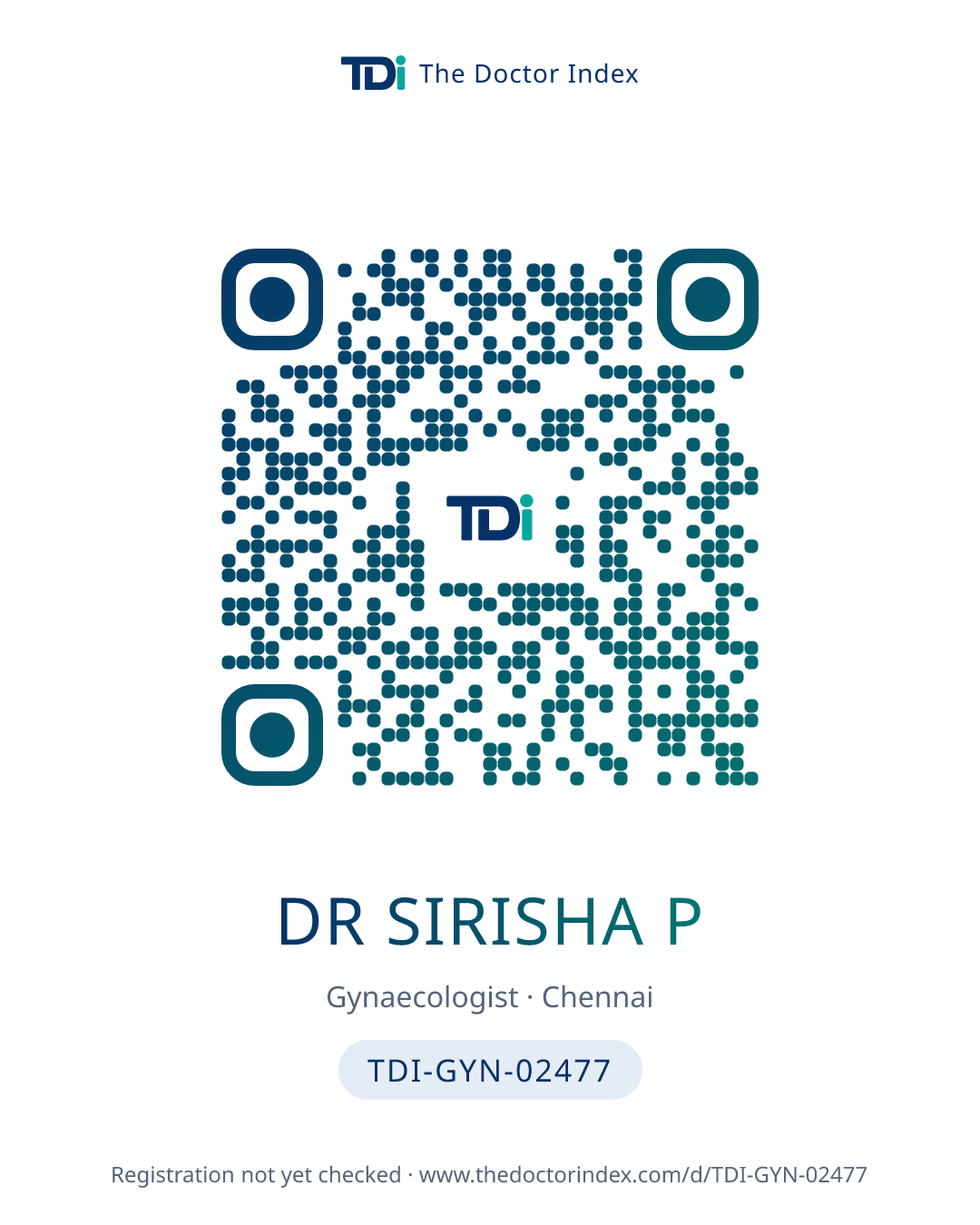 QR card for Dr Sirisha P, TDI-GYN-02477