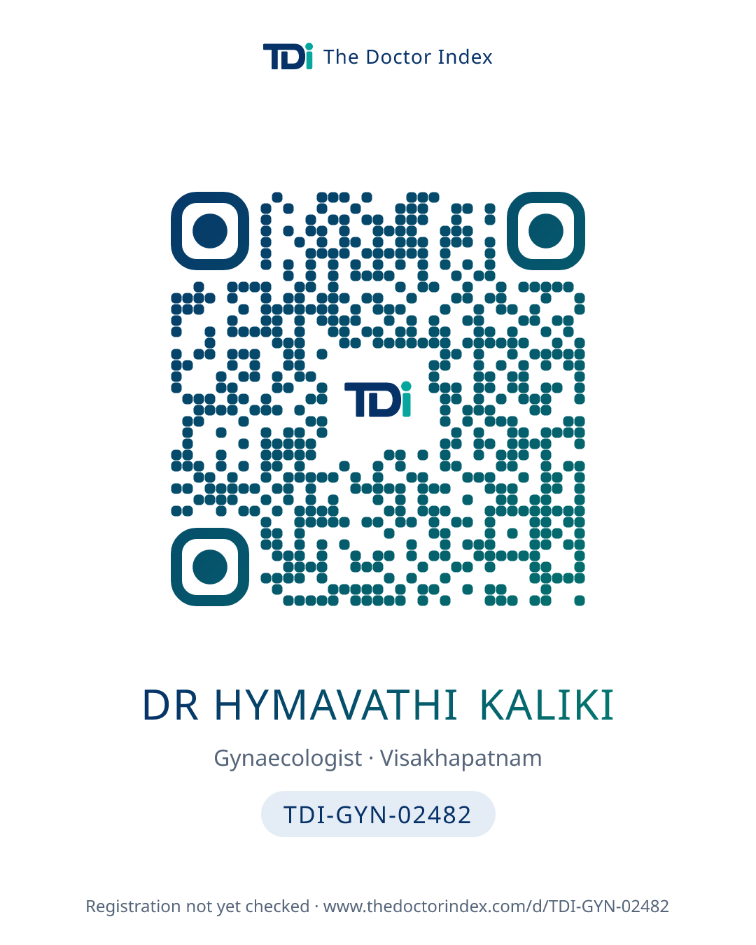 QR card for Dr Hymavathi Kaliki, TDI-GYN-02482
