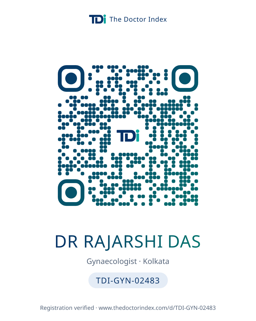 QR card for Dr Rajarshi Das, TDI-GYN-02483