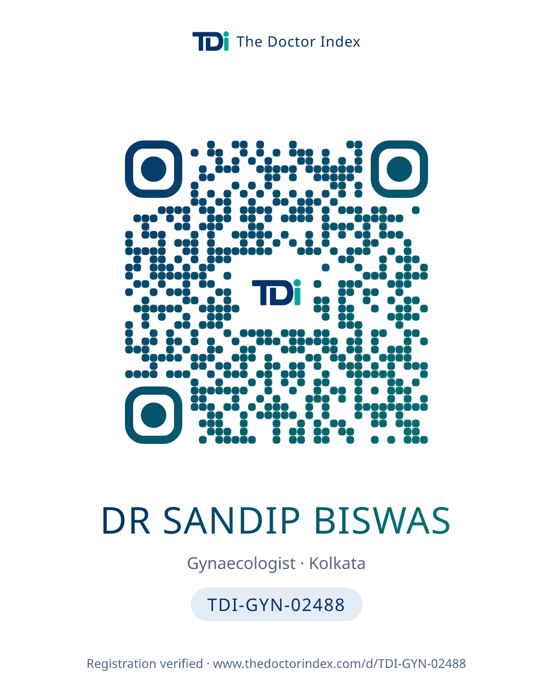 QR card for Dr Sandip Biswas, TDI-GYN-02488