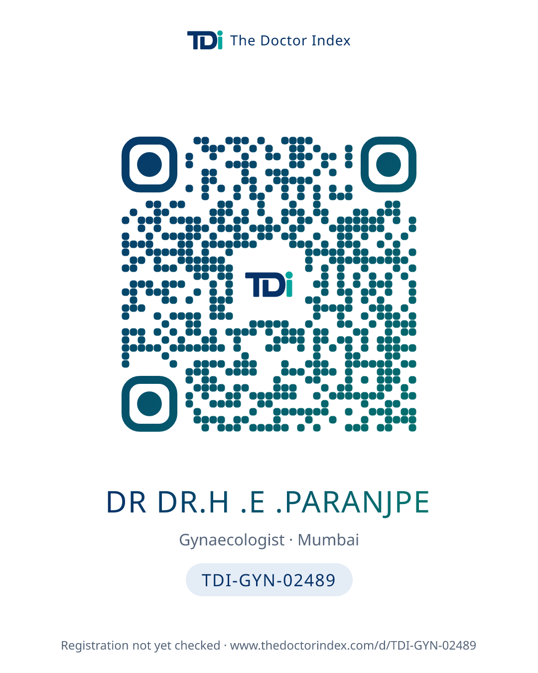 QR card for Dr Dr.h .e .paranjpe, TDI-GYN-02489